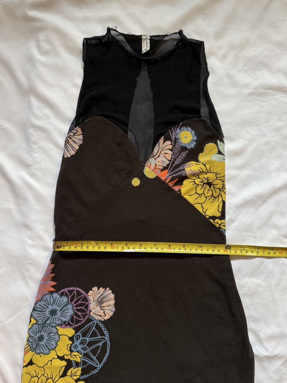 Free People Ikebana Bodycon Mini Dress Black Mesh Sheer Y2K Open Back High Neck - Picture 8 of 9